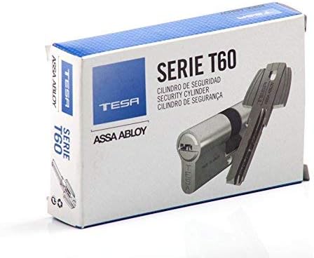 Compatible Nuki - Tesa Assa Abloy, Cilindre T60 TESA de 35x35, lleva R15, embragatge Doble Seguretat, acabat níquel. 5 claus