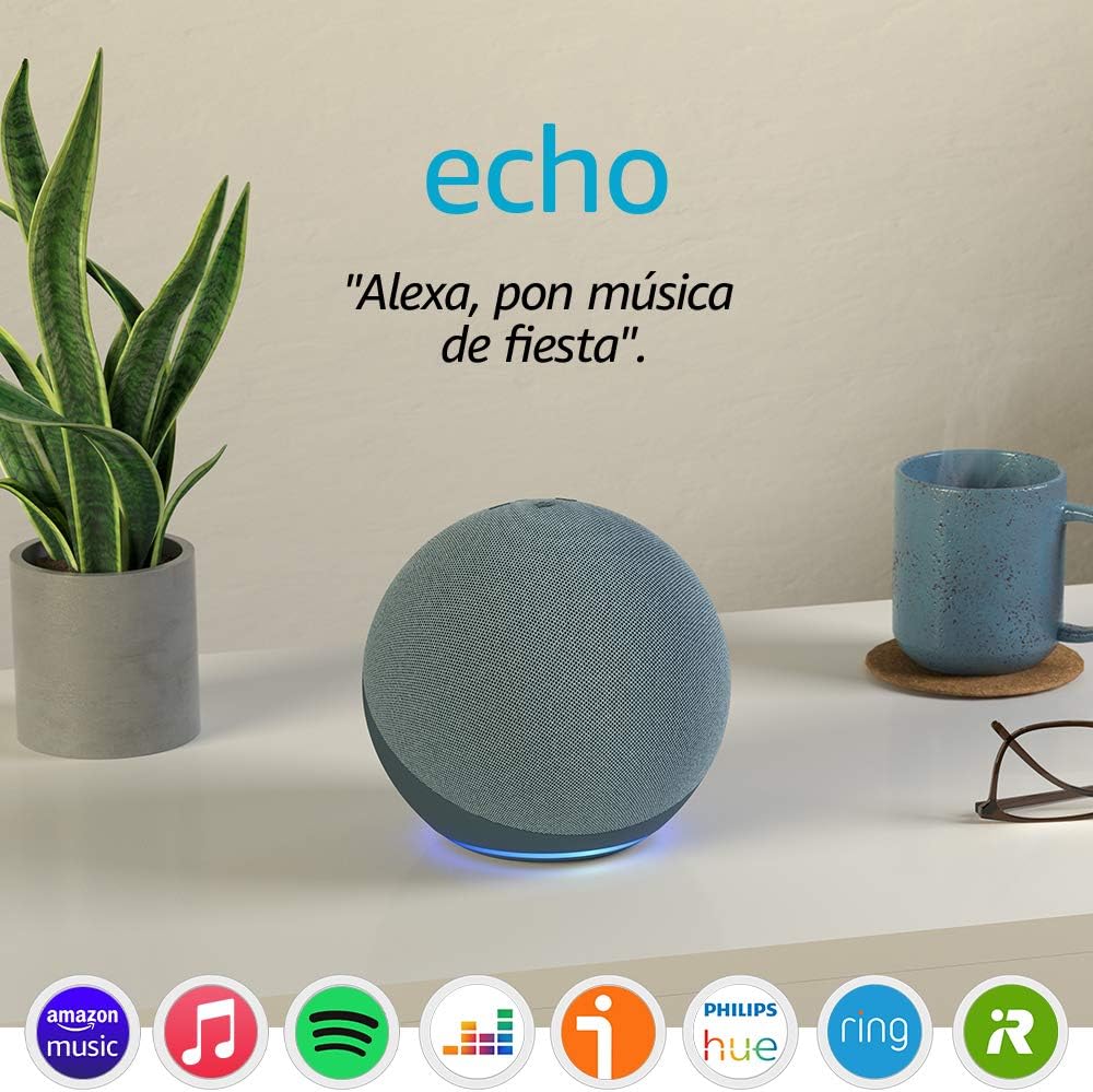 Echo (4.ª generación) | Altavoz inteligente wifi y Bluetooth con Alexa, controlador de Hogar digital y sonido Dolby de gran calidad | Azul grisáceo
