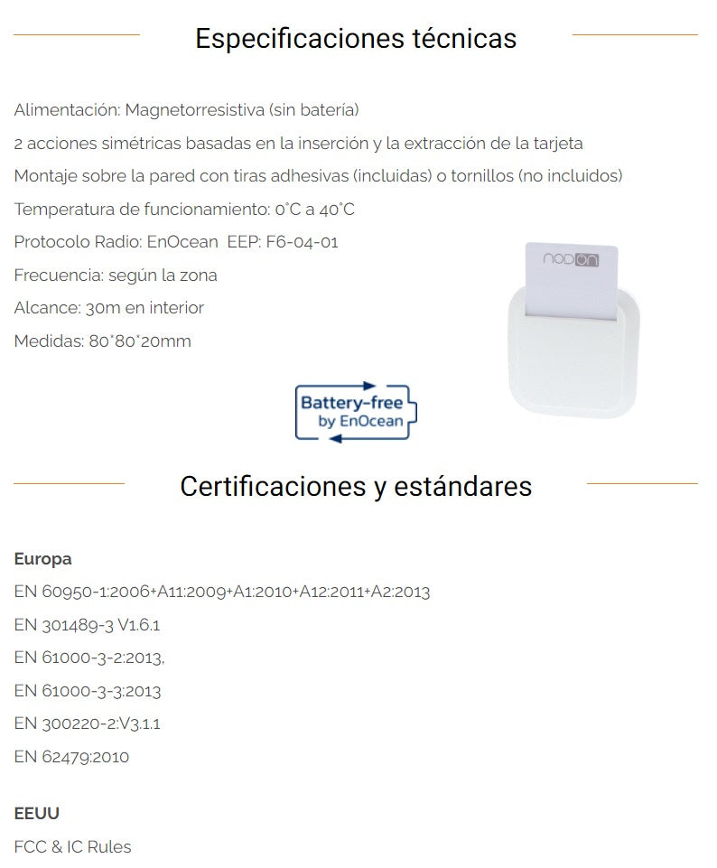 Interruptor de tarjeta EnOcean