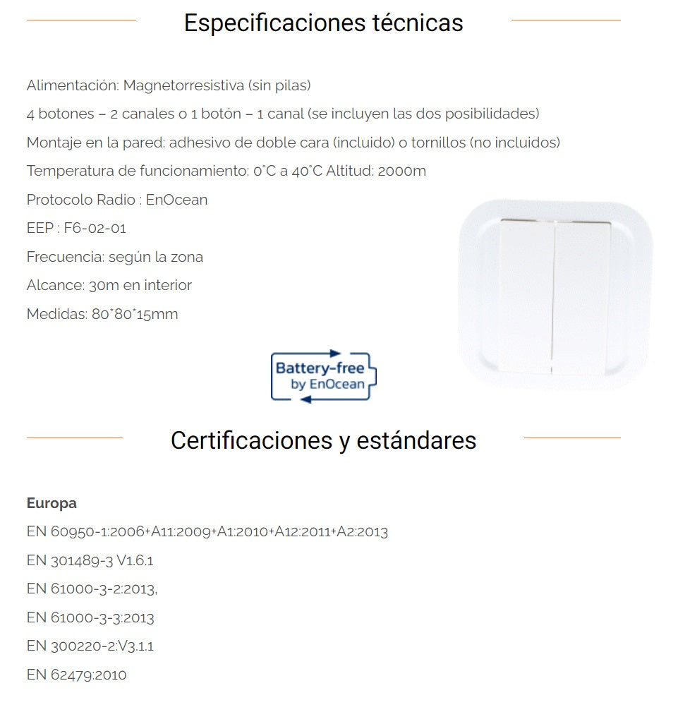 Interruptor de pared EnOcean