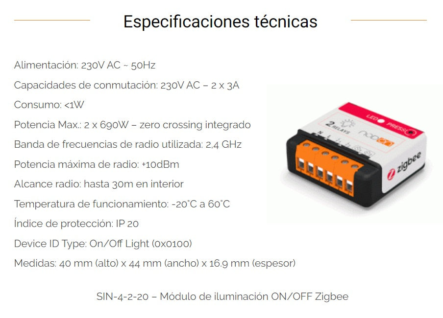Módulo de Iluminación ON/OFF Zigbee