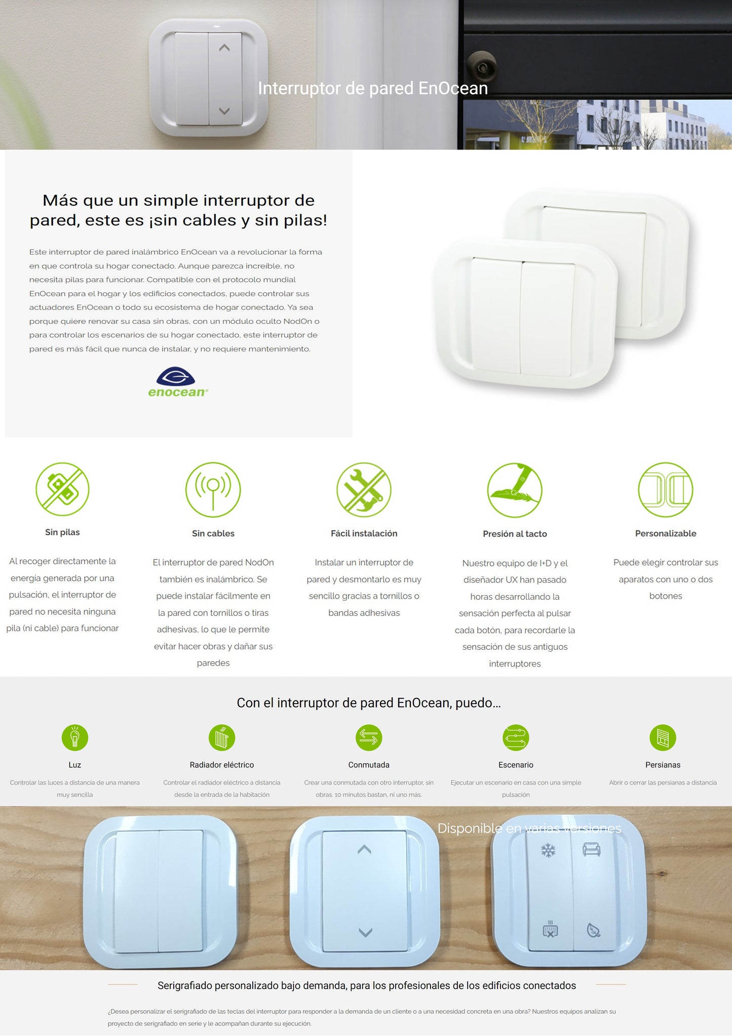 Interruptor de pared EnOcean