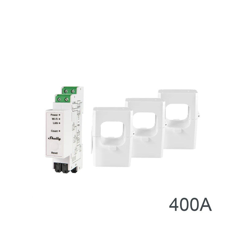 Comptador d'energia trifàsic Shelly Pro 3EM-400A Wi-Fi carril DIN - SHELLY