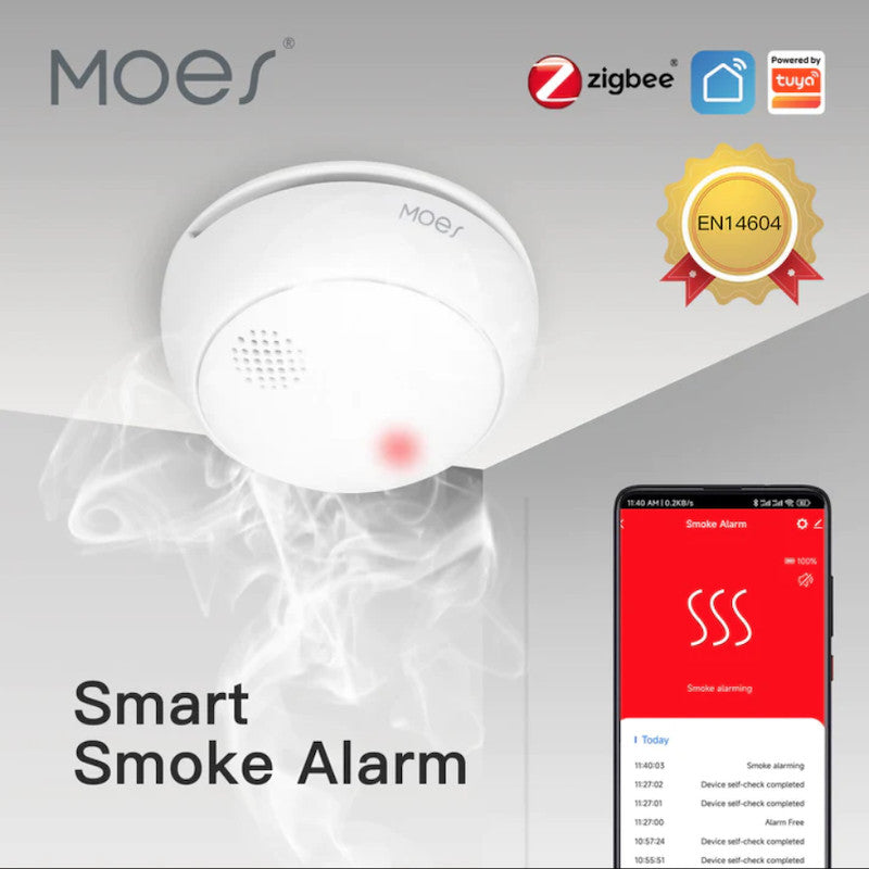 Detector de humo Zigbee Tuya EN14604 - MOES
