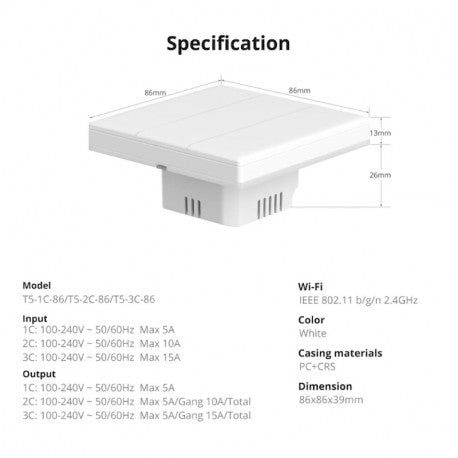 Interruptor de pared táctil inteligente TX Ultimate de 1 toque - SONOFF