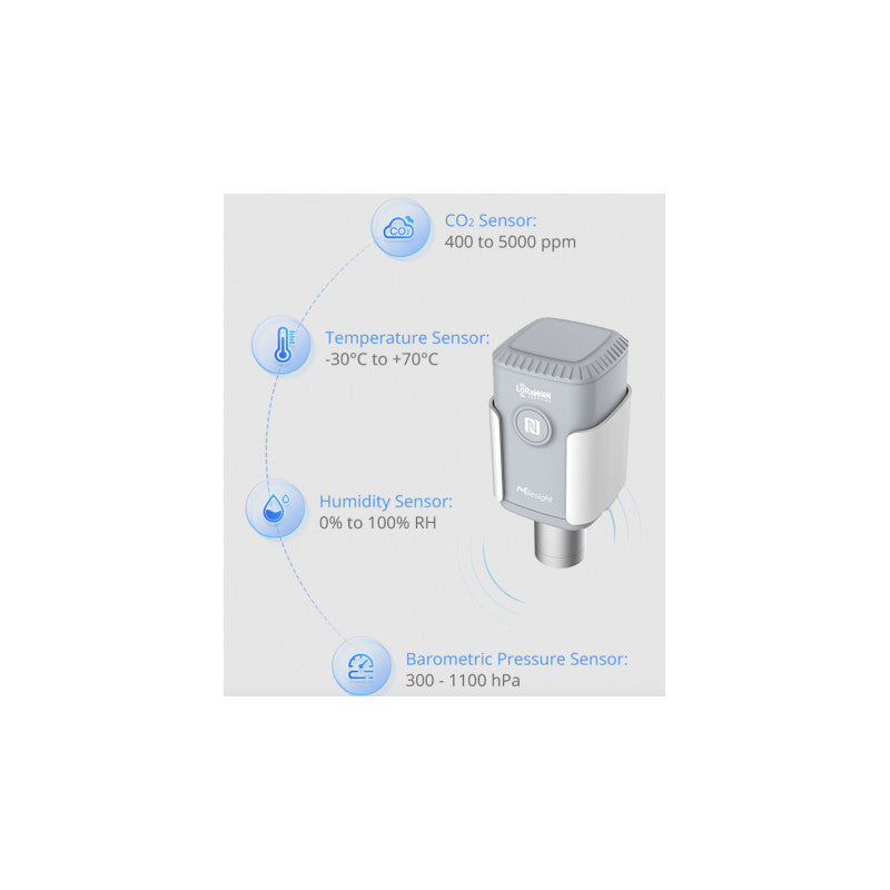 MILESIGHT - Sensor de CO2 para exteriores IP65 - LoRaWAN 4 en 1