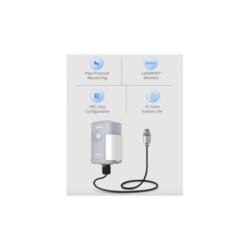 MILESIGHT - Sensor de presión de tuberías IP65 - LoRaWAN
