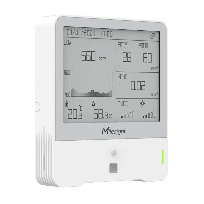 MILESIGHT - Sensor de calidad del aire LoRaWAN TVOC/CO2/HCHO/PM2.5/PM10 AM319