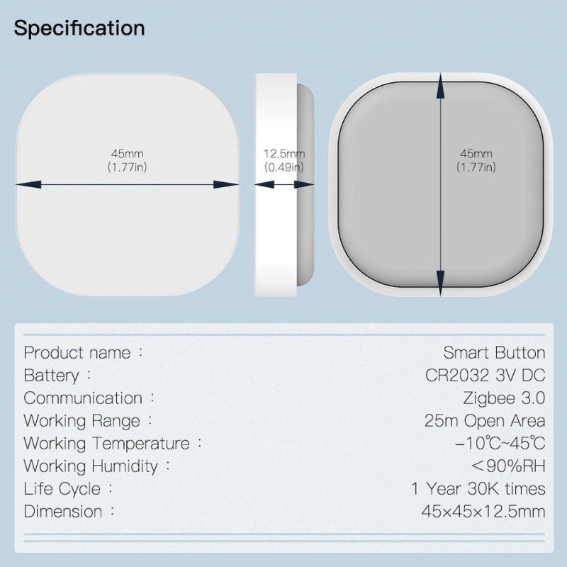 MOES - Botón inteligente Zigbee TUYA (pulsación única, pulsación doble, pulsación larga) IP55