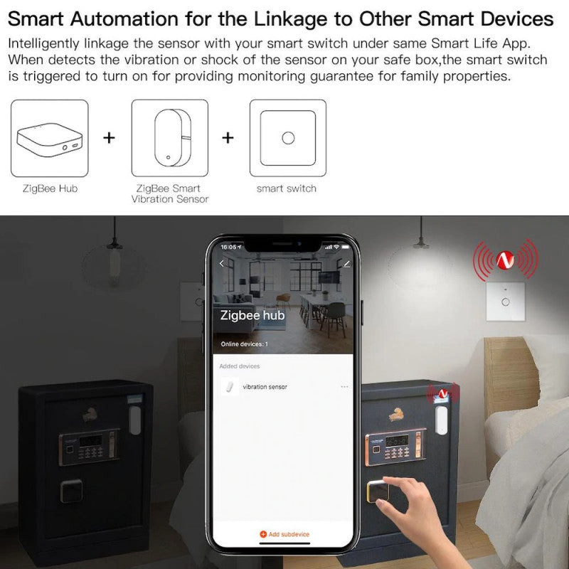 MOES - Sensor de vibración Zigbee TUYA