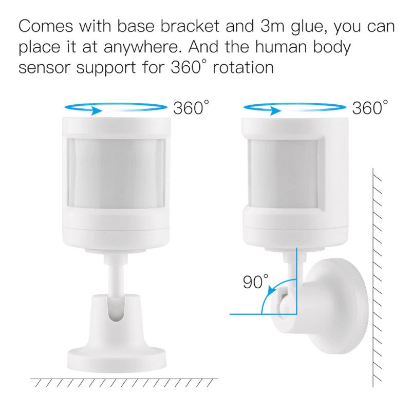 MOES - Detector de movimiento Zigbee TUYA + Soporte giratorio