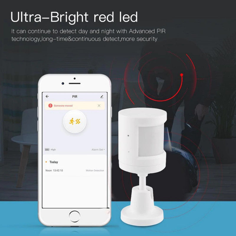 MOES - Detector de movimiento Zigbee TUYA + Soporte giratorio