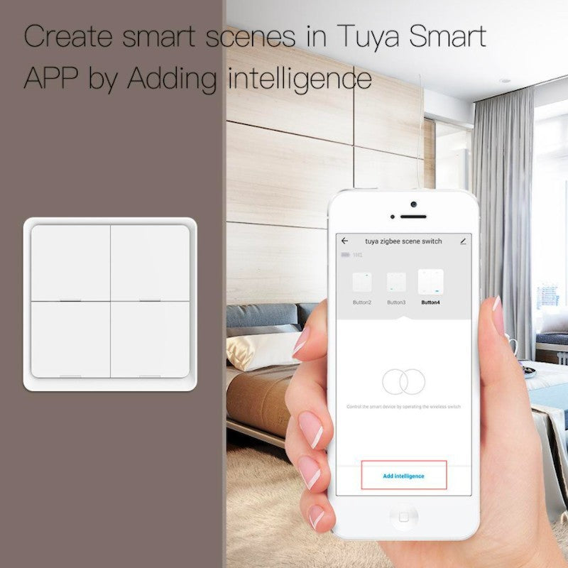 MOES - Interruptor Inteligente Inalámbrico Zigbee - 2 Botones