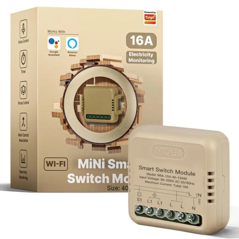 MOES - Mòdul Tuya WIFI ON/OFF 1 canal + Mesurament de consum