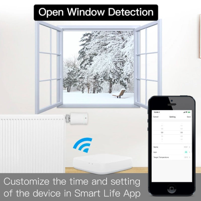 MOES - Cabezal termostático inteligente Zigbee 3.0 - Blanco