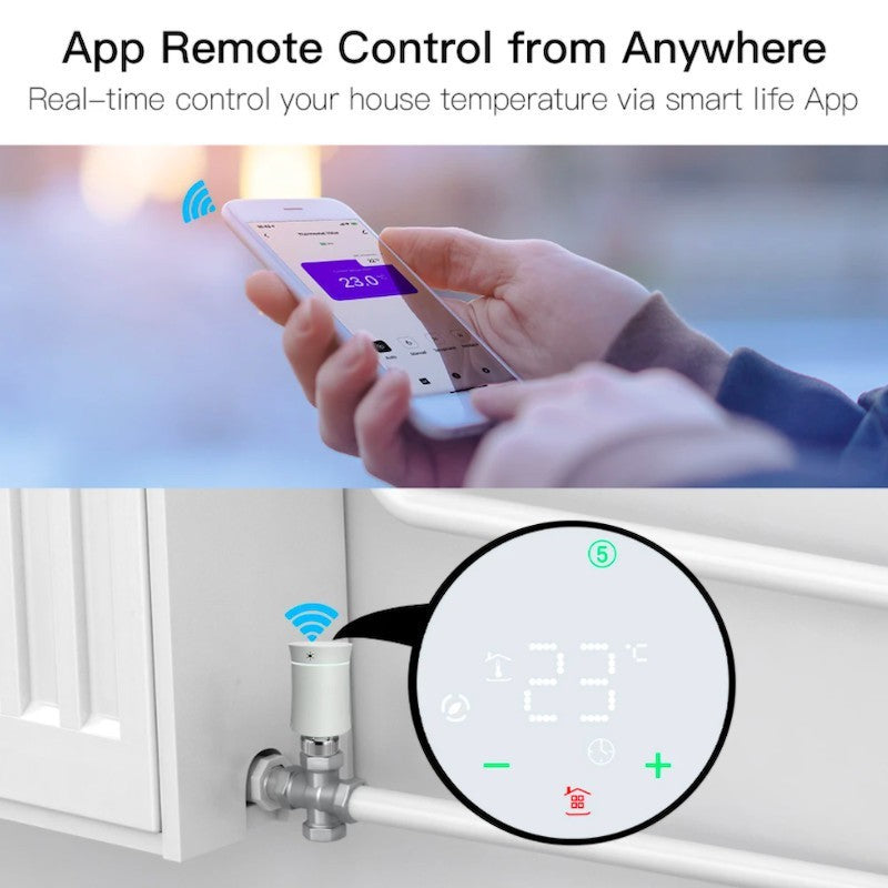 MOES - Cabezal termostático inteligente Zigbee 3.0 - Blanco