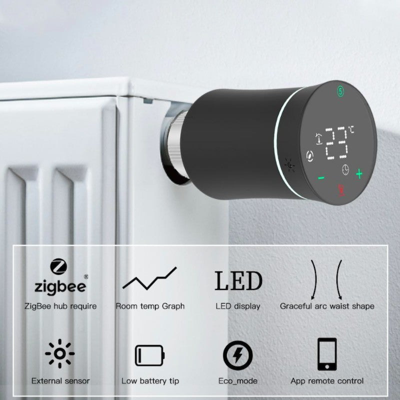 MOES - Cabezal termostático inteligente Zigbee 3.0 - Blanco