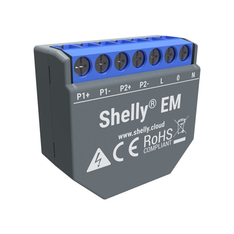 SHELLY - Comptador d'energia Shelly EM Wi-Fi monofàsic amb pinça amperimètrica 50A