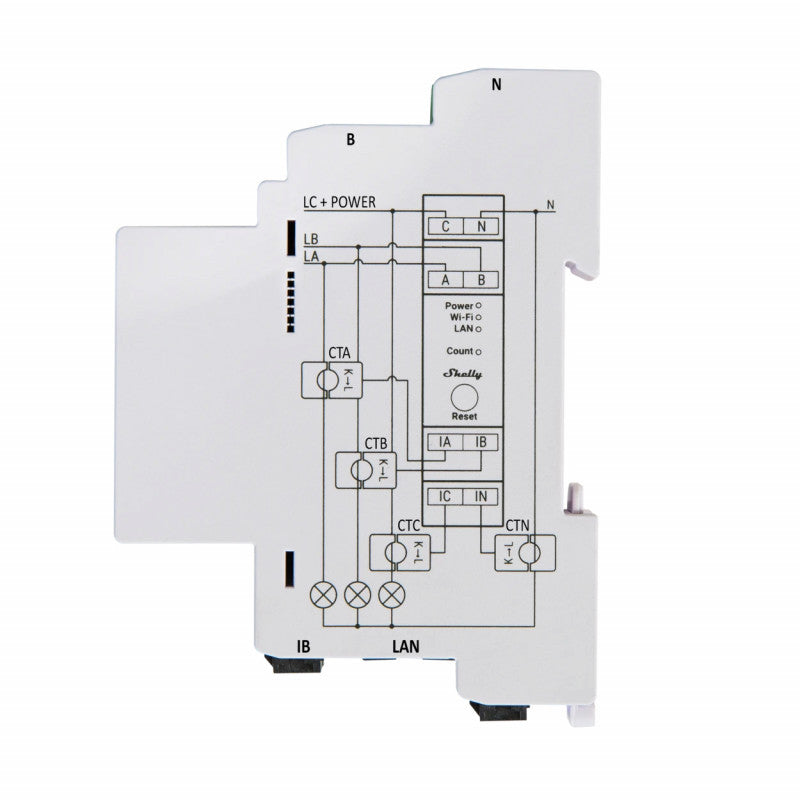 SHELLY - Contador de energía Shelly Pro 3EM Wi-Fi trifásico carril DIN