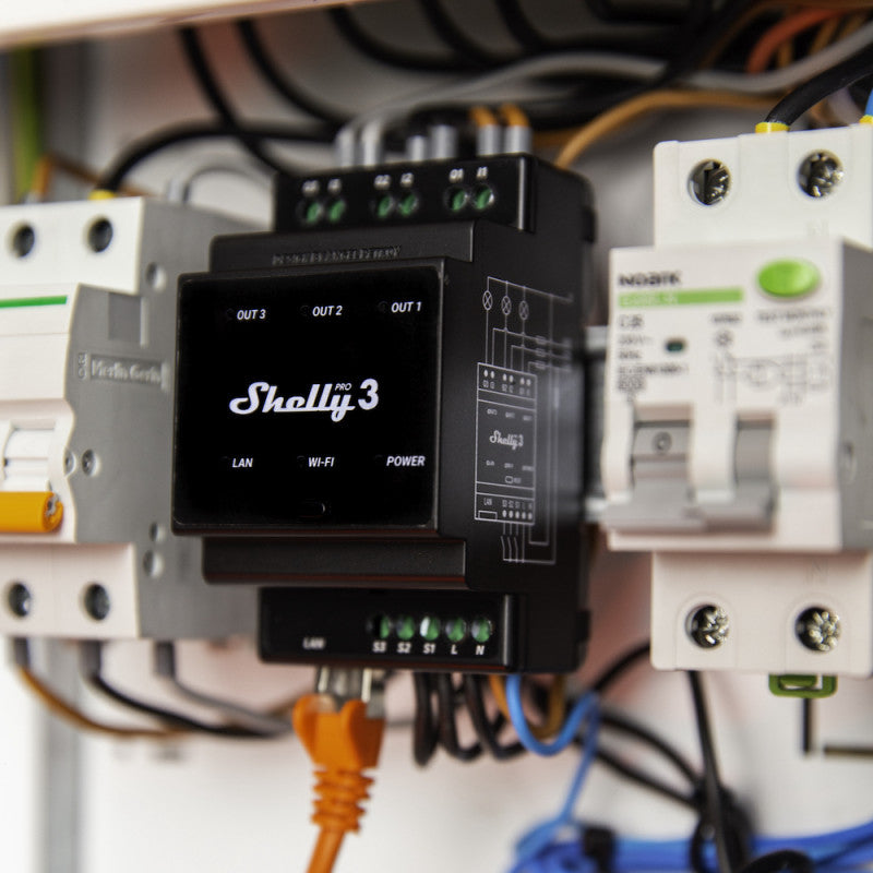 SHELLY - Módulo carril DIN Wi-Fi Shelly Pro 3 3 canales (contacto seco)