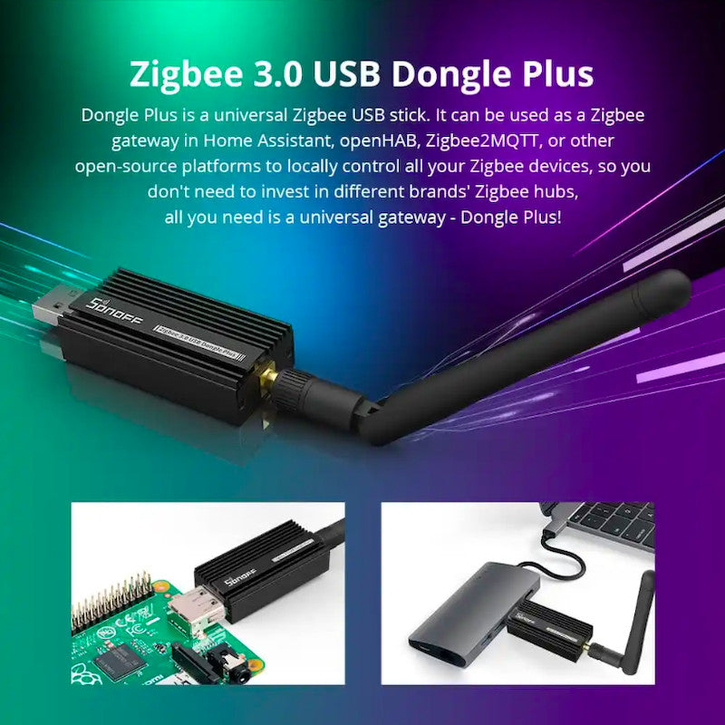 SONOFF - Llave USB Zigbee 3.0 + antena externa 20dBm (V2) ZBDongle-E