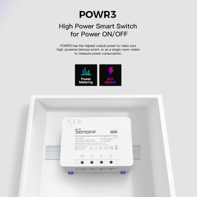 SONOFF – Interruptor Inteligente WIFI de Alta Potencia (25A)