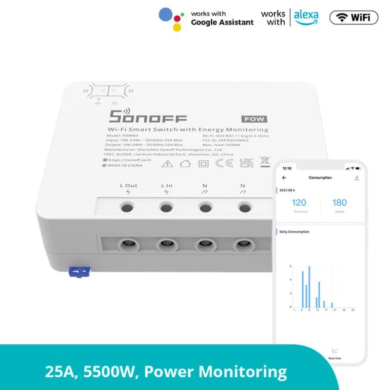 SONOFF – Interruptor Inteligente WIFI de Alta Potencia (25A)