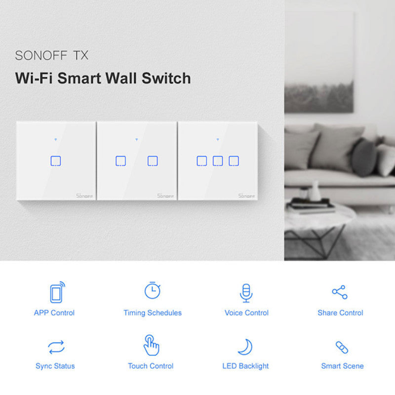 SONOFF - Interruptor inteligente WIFI con neutro - 2 cargas