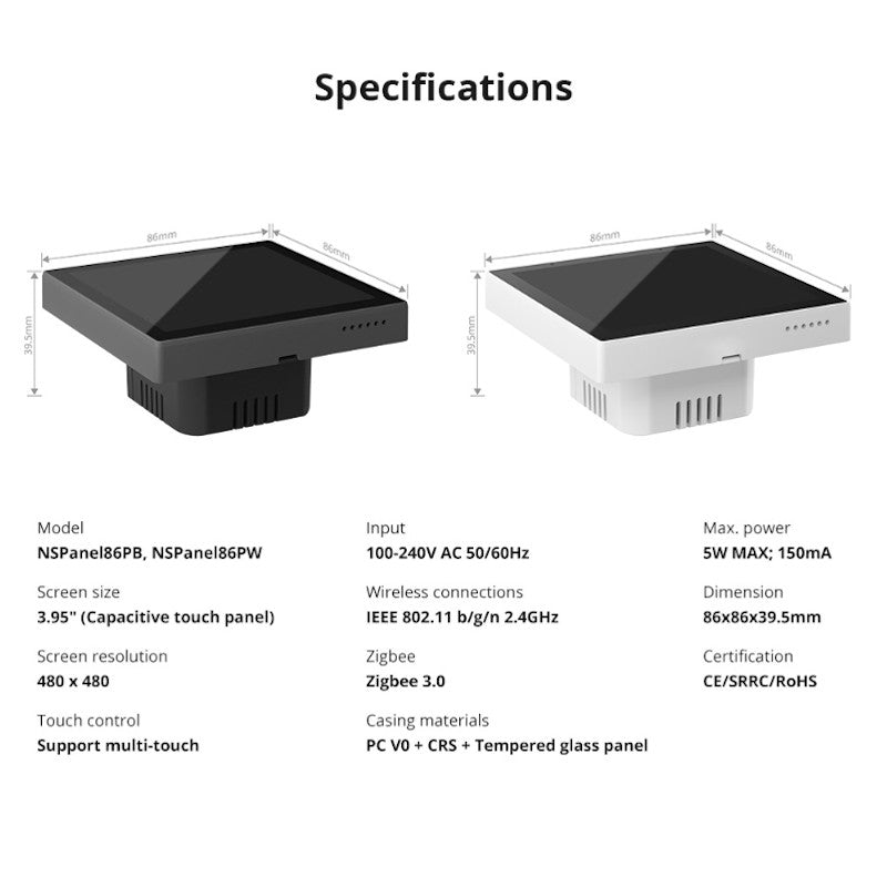 SONOFF - Interruptor de pared NSPanel PRO Zigbee 3.0 blanco