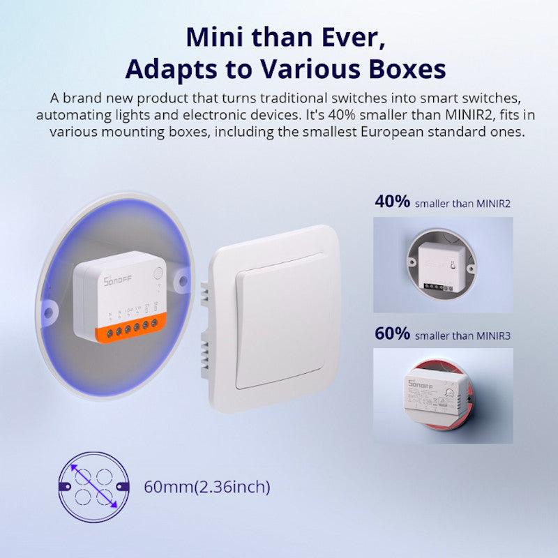 SONOFF - Módulo conmutador conectado Wi-Fi MINIR4 10A