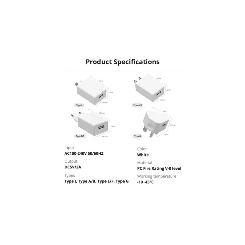 SONOFF - Enchufe adaptador de corriente CA a CC 5V/2A (tipo E/F)