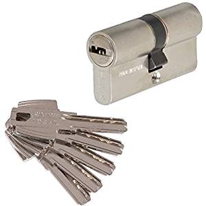 Compatible Nuki - Tesa Assa Abloy, Cilindro TESA de 40x40, leva R15, embrague Doble Seguridad, acabado níquel. 5 llaves
