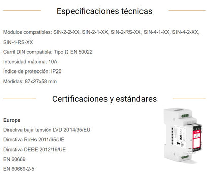 Adaptador carril DIN para módulo oculto x 1u.