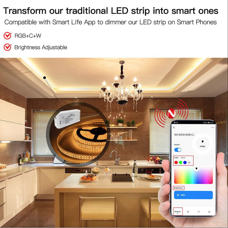 MOES - Controlador LED RGB + CCT Zigbee Tuya 