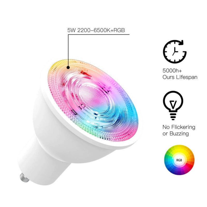 MOES - Bombeta connectada RGB+WW Zigbee GU10 (+sincronització de música) 