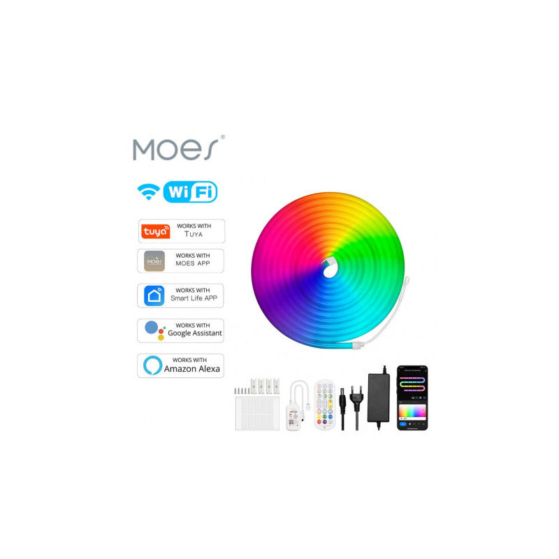 MOES - Tira de luz de neón LED inteligente WIFI (RGB)