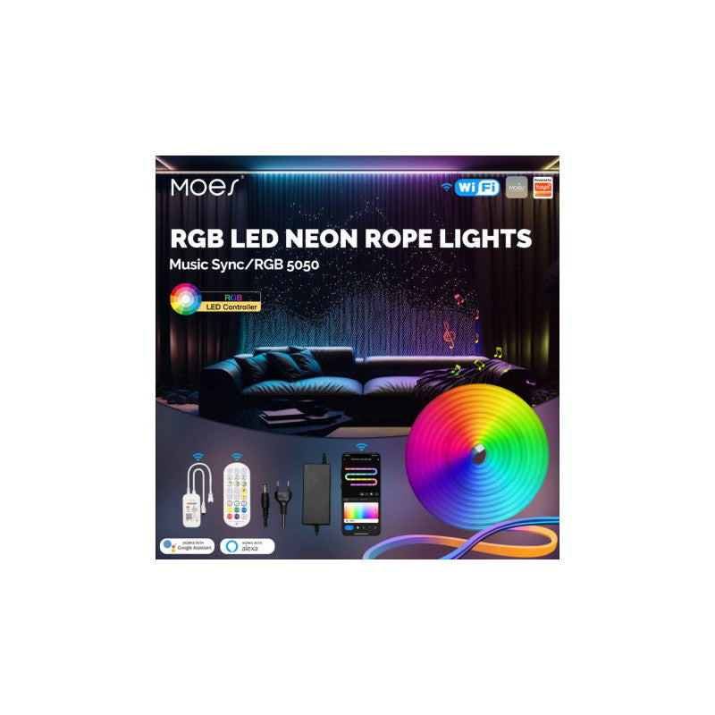 MOES - Tira de luz de neón LED inteligente WIFI (RGB)