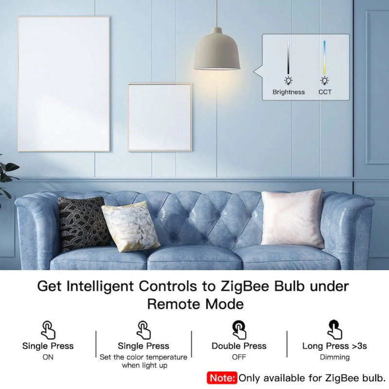 MOES - Botón inteligente Zigbee TUYA (pulsación única, pulsación doble, pulsación larga) IP55