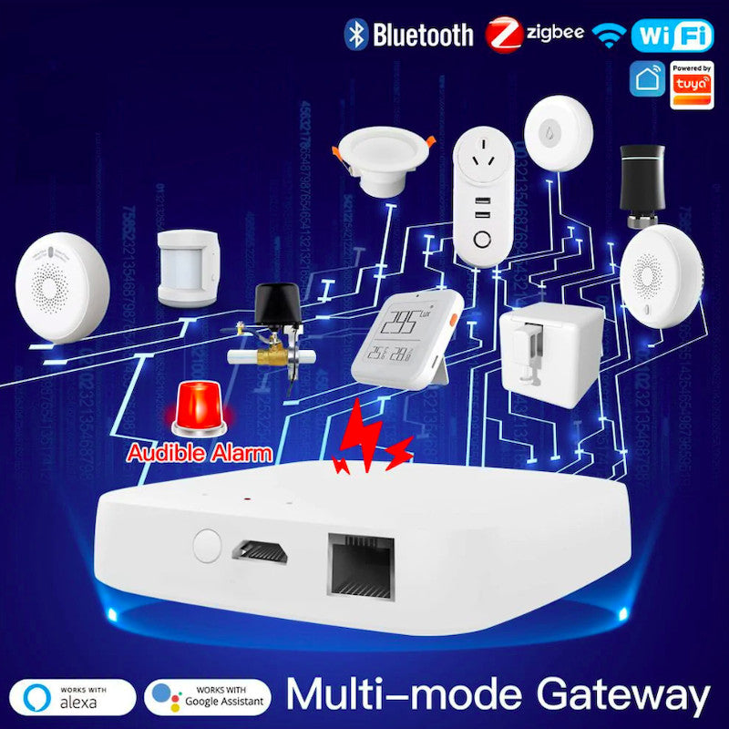 MOES - Caja domótica Zigbee + Bluetooth Tuya Smart Life + Alarma sonora (versión Ethernet)