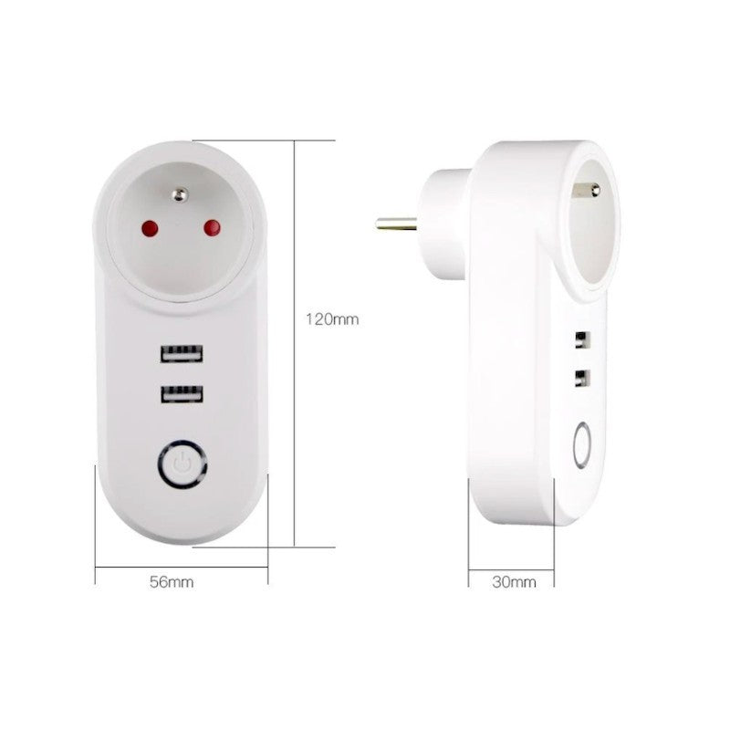 MOES - Toma conectada Zigbee 3.0 + 2 puertos USB controlables (versión FR)