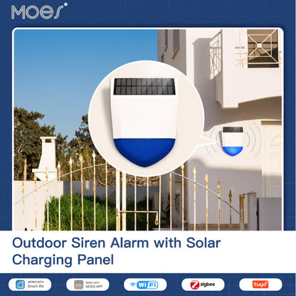 MOES - Sirena exterior Tuya WIFI (fuente de alimentación de panel solar)