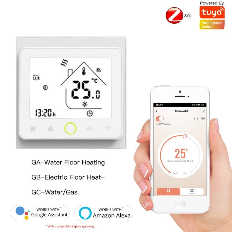 MOES - Termòstat intel·ligent Zigbee blanc per a caldera AIGUA/GAS 3A 