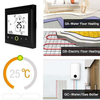 MOES - Termòstat intel·ligent Zigbee negre per a caldera AIGUA/GAS 3A 