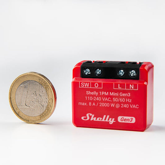 SHELLY - Micromódulo de interruptor inteligente Wi-Fi de 8 A con medición de energía Shelly 1PM Mini Gen3