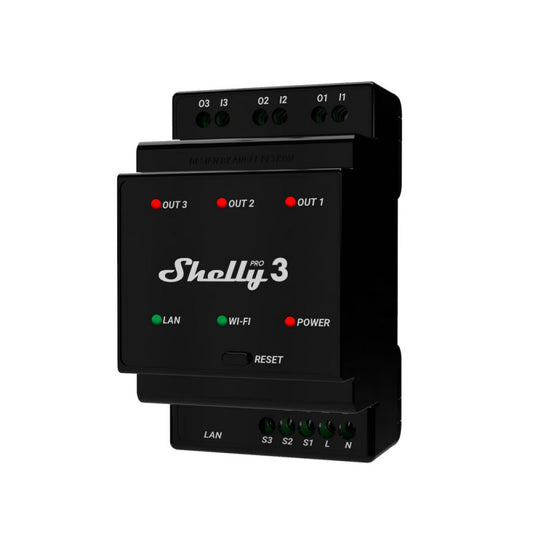 SHELLY - Módulo carril DIN Wi-Fi Shelly Pro 3 3 canales (contacto seco)