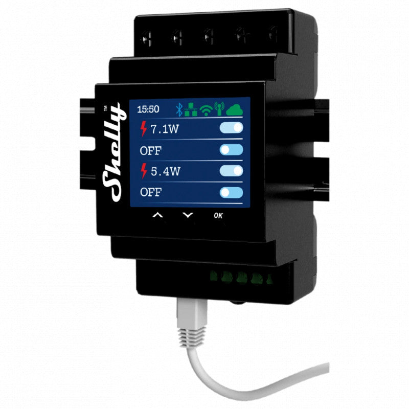 SHELLY - Módulo de carril DIN Wi-Fi de 4 canales con medida de energía Shelly Pro 4PM