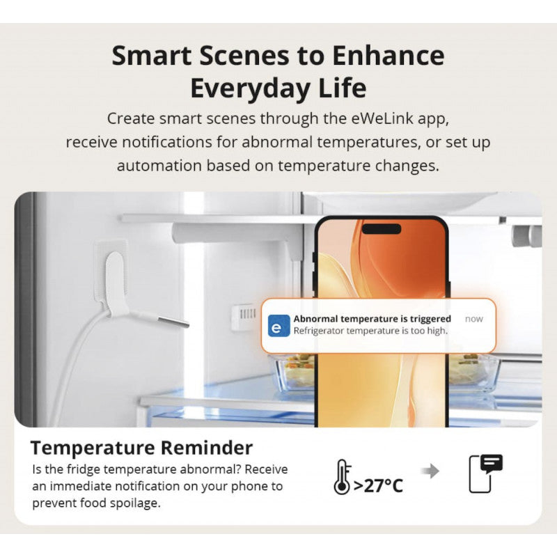 SONOFF - Sensor de temperatura Zigbee impermeable IP65 con cable remoto SNZB-02LD