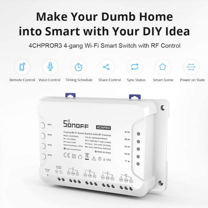 SONOFF - Interruptor intel·ligent WIFI i 433 MHz - 4 canals 