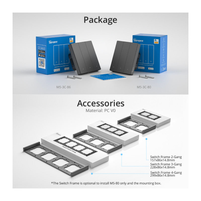SONOFF - Interruptor de pared conectado WIFI (en red) 3 canales - M5