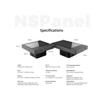 SONOFF - Interruptor de pared NSPanel Smart Scene (UE) - Blanco